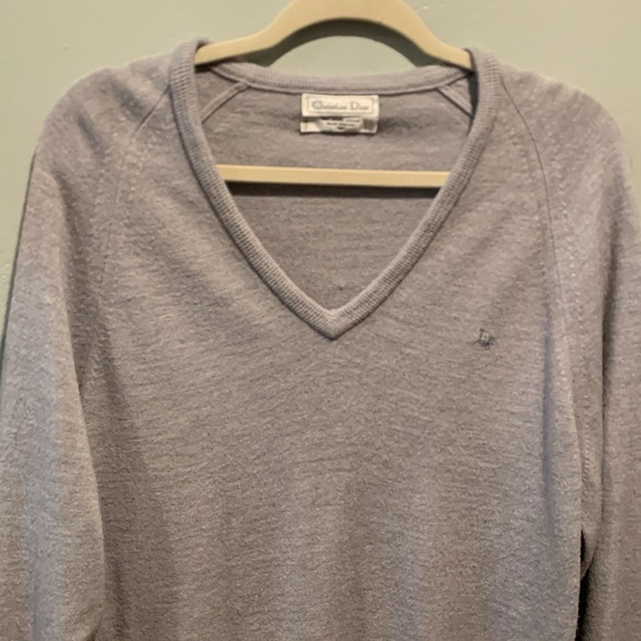 Vintage Christian Dior Classic Gray Knitwear Men’s V Neck Sweater Made in USA - Picture 3 of 12